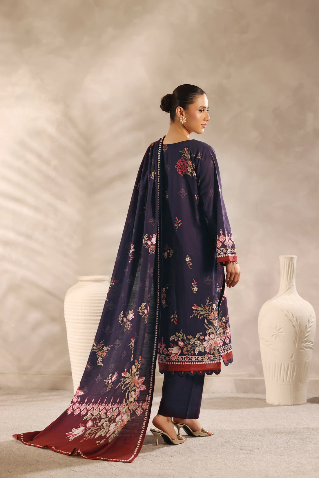 Muse Raat, Printed Khaddar Embroidered 3 Piece