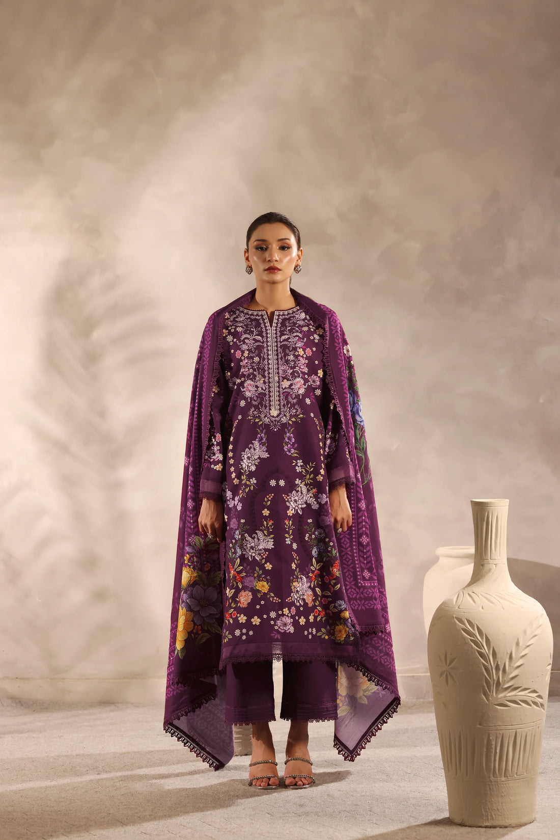 Muse Gulfam, Printed Khaddar Embroidered 3 Piece