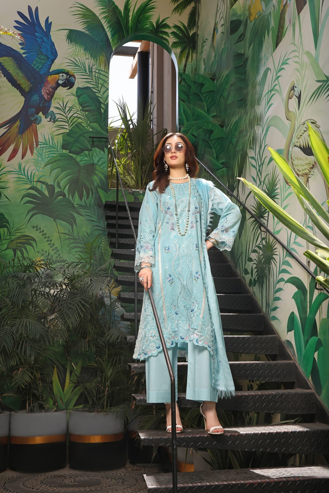 BLOOM LIGHT BLUE - Embroidered Lawn 3 Piece