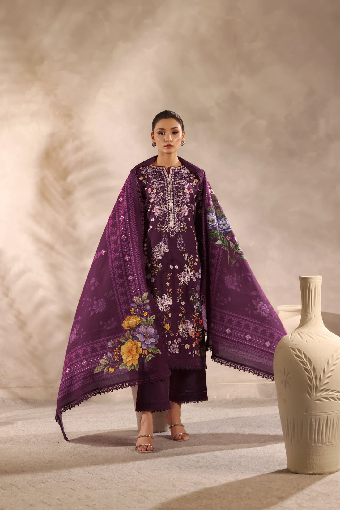 Muse Gulfam, Printed Khaddar Embroidered 3 Piece