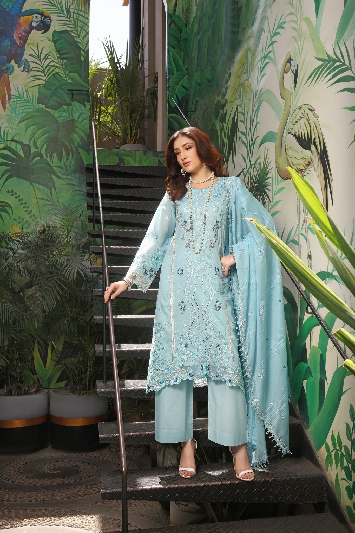 BLOOM LIGHT BLUE - Embroidered Lawn 3 Piece