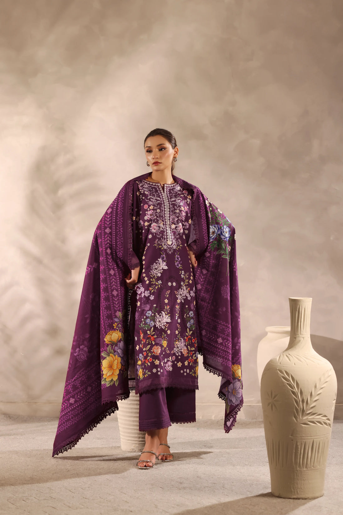 Muse Gulfam, Printed Khaddar Embroidered 3 Piece