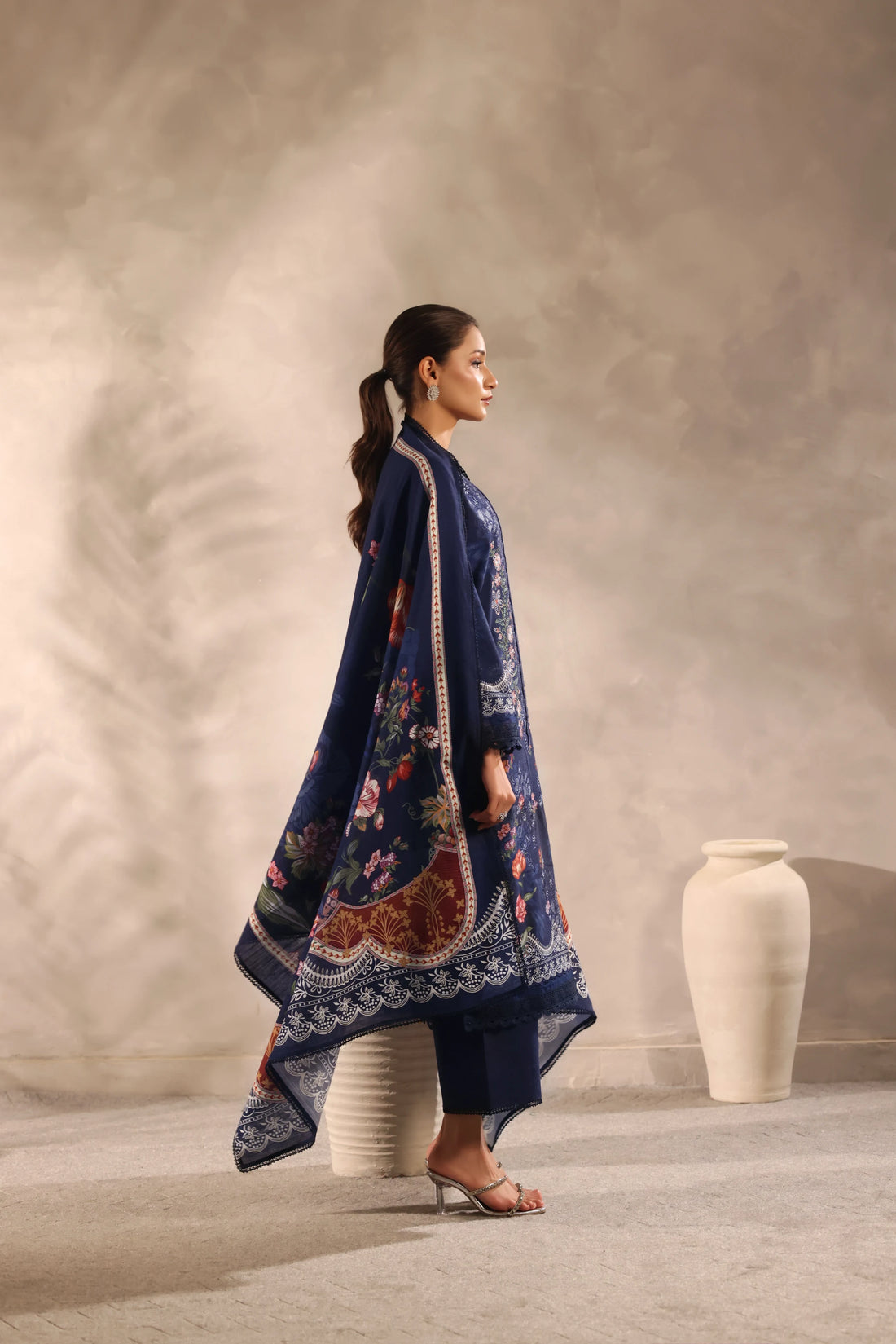 Muse Neelam, Printed Khaddar Embroidered 3 Piece