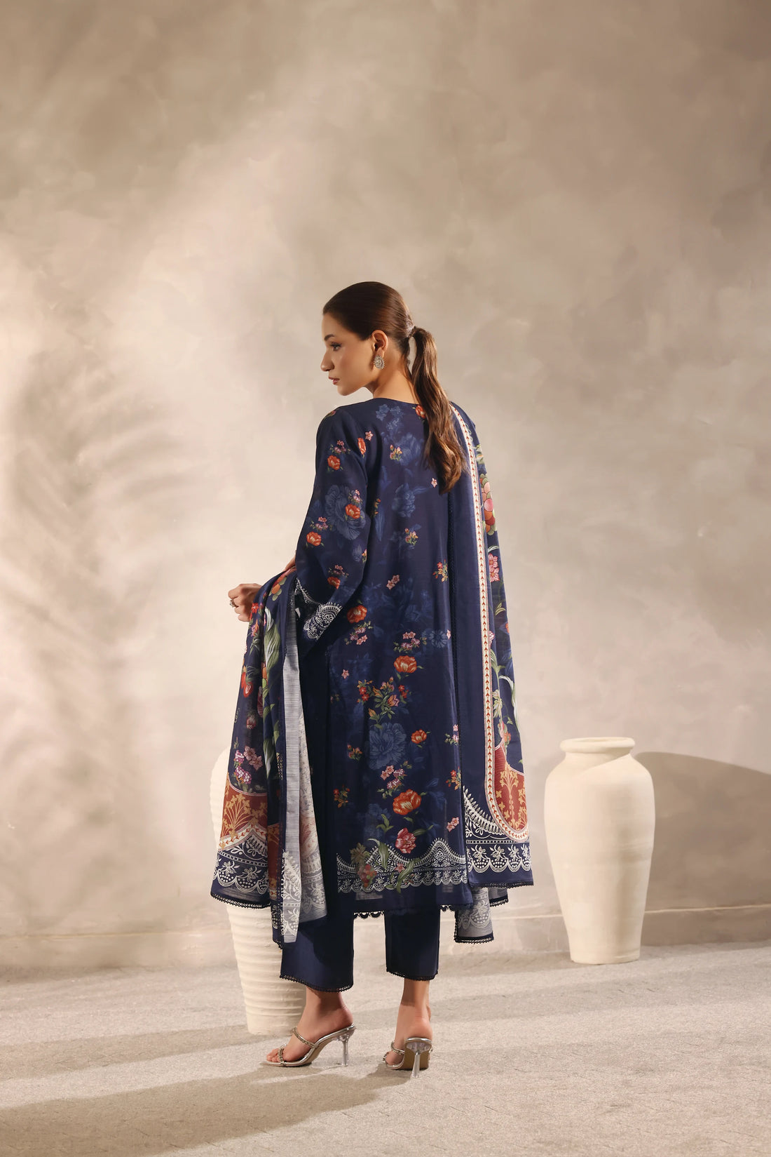 Muse Neelam, Printed Khaddar Embroidered 3 Piece