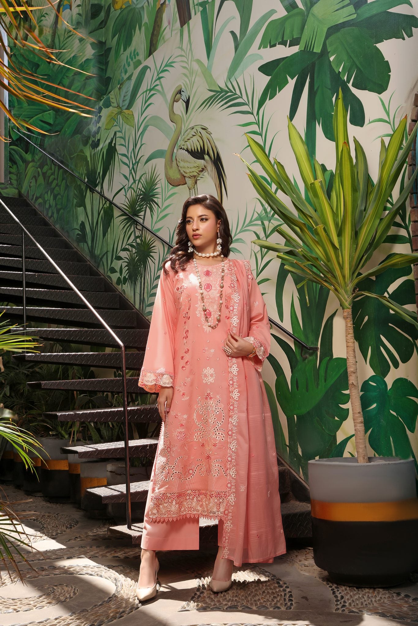 BLOOM PEACH - Embroidered Lawn 3 Piece