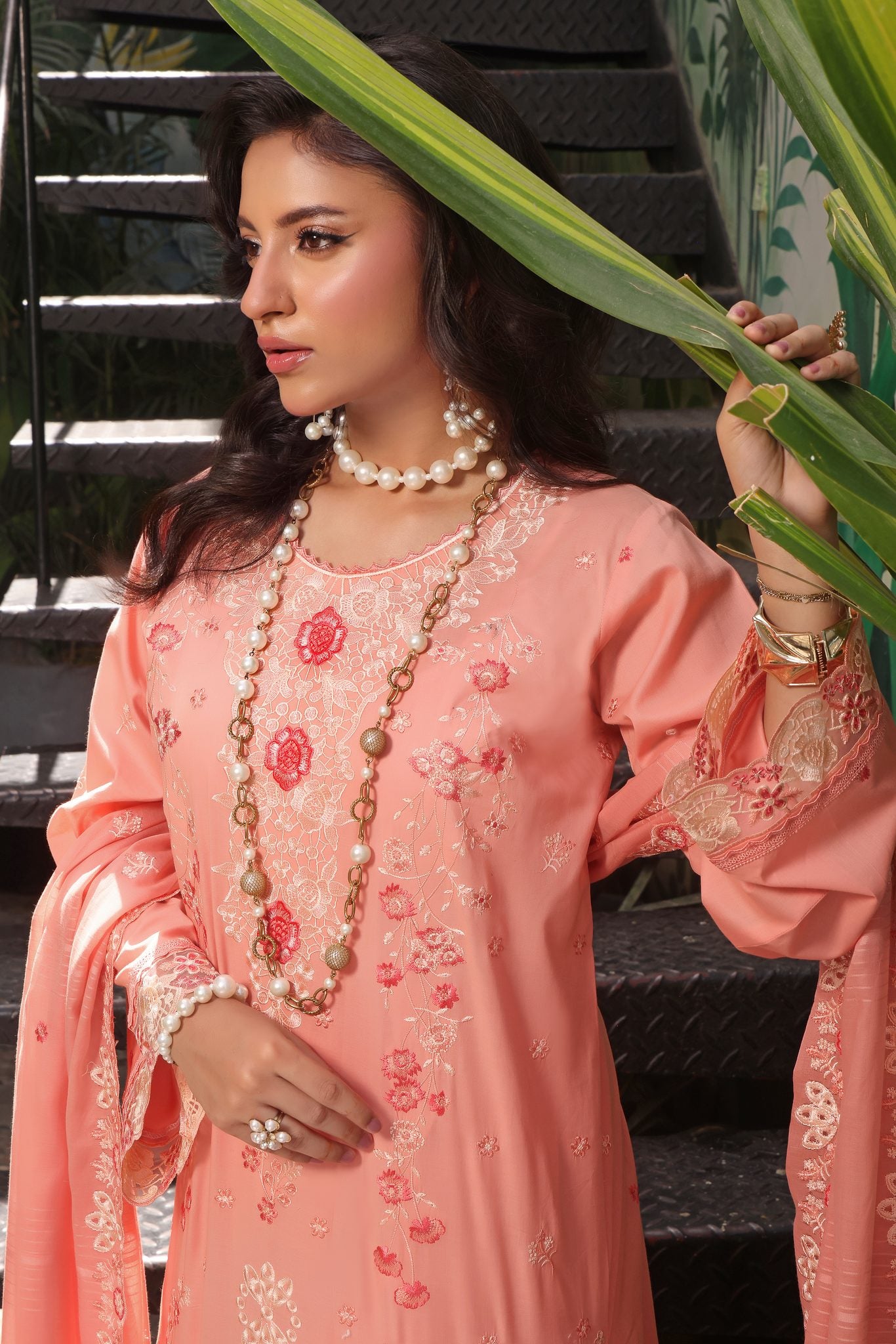 BLOOM PEACH - Embroidered Lawn 3 Piece