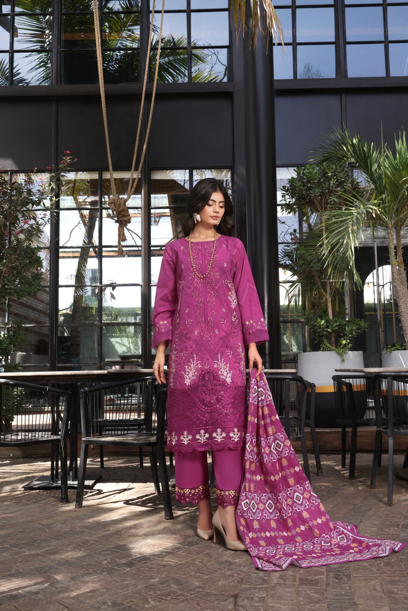 Coco Magenta, Embroidered Lawn 3 Piece