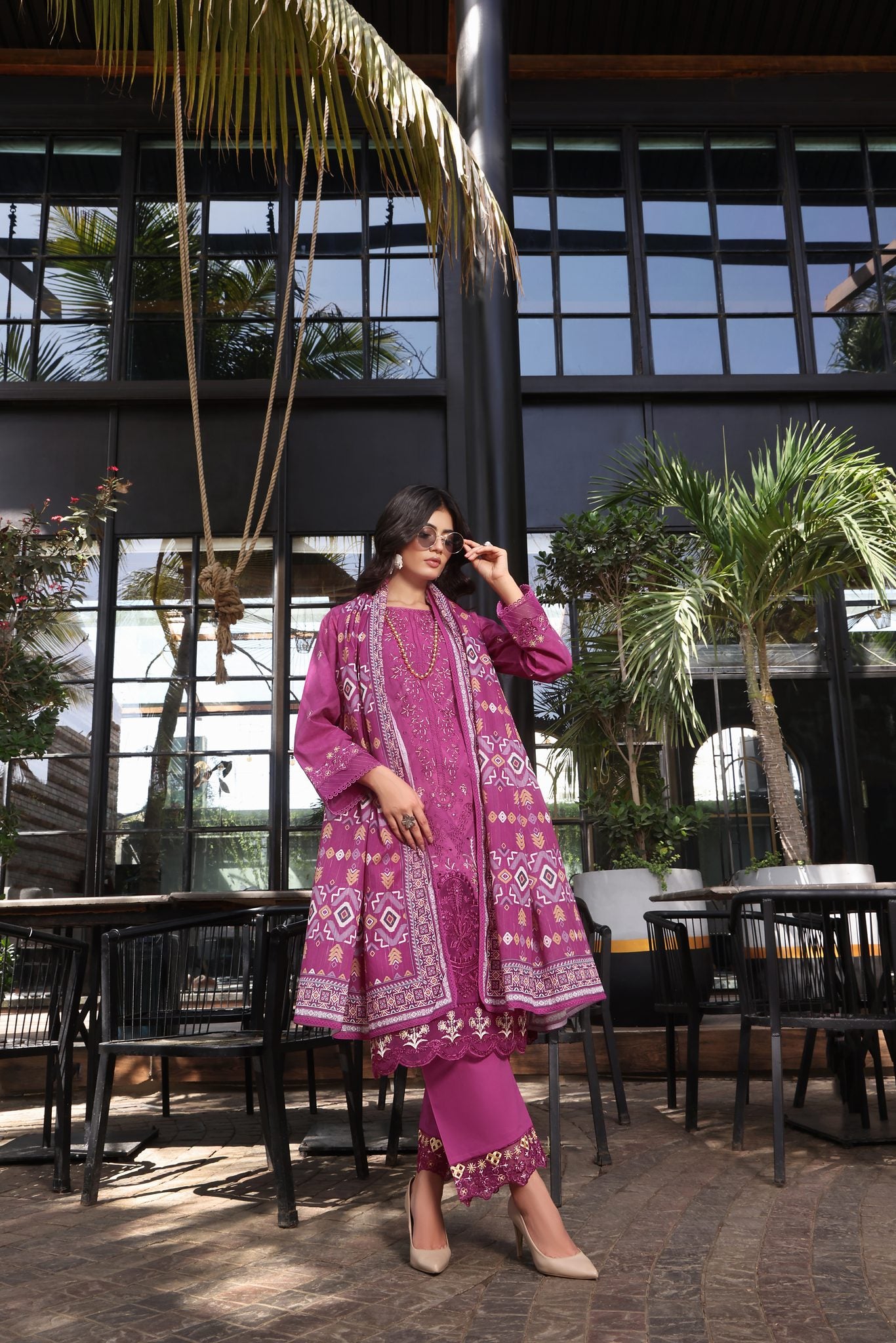 Coco Magenta, Embroidered Lawn 3 Piece