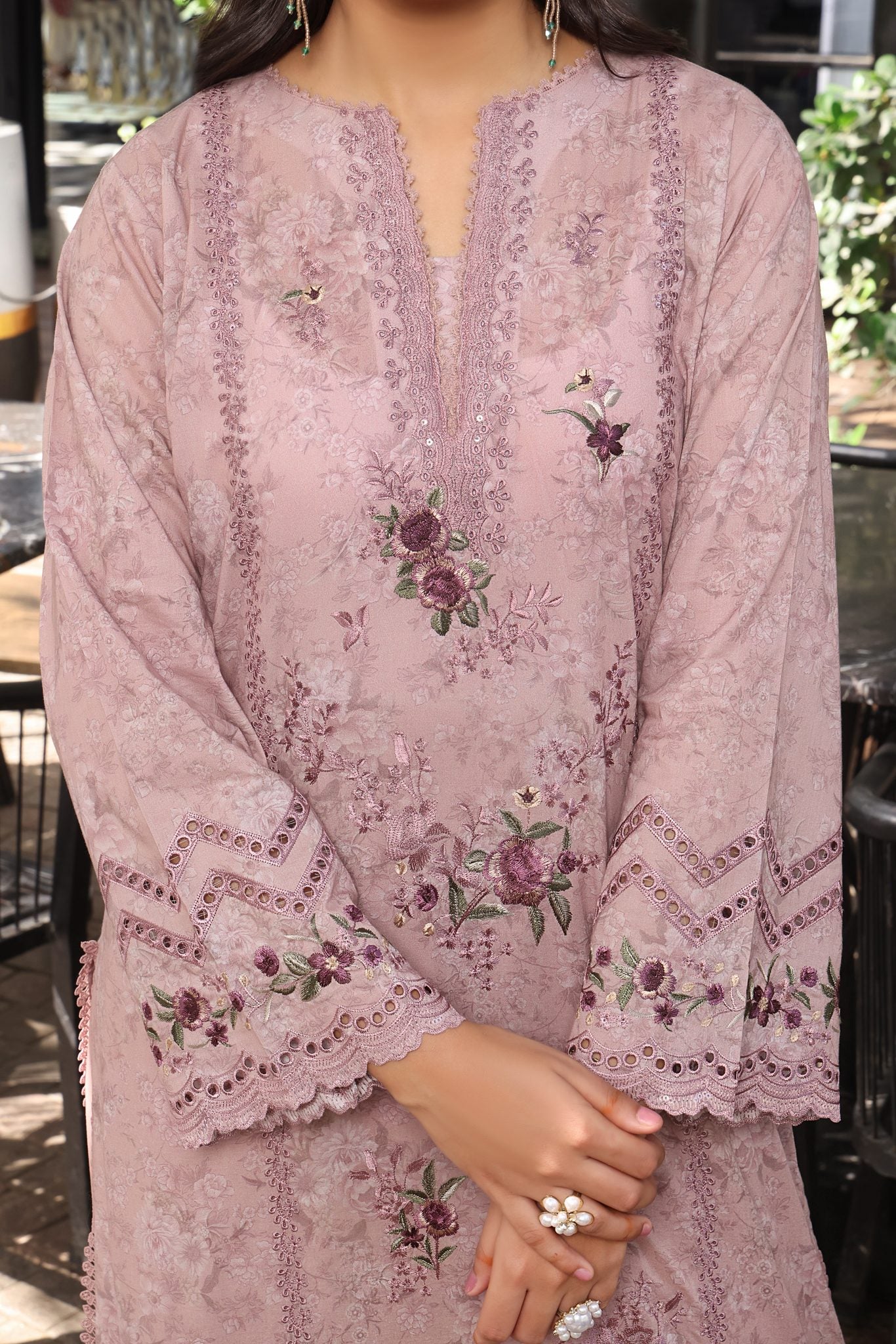 Coco Rose Pink, Embroidered Lawn 3 Piece