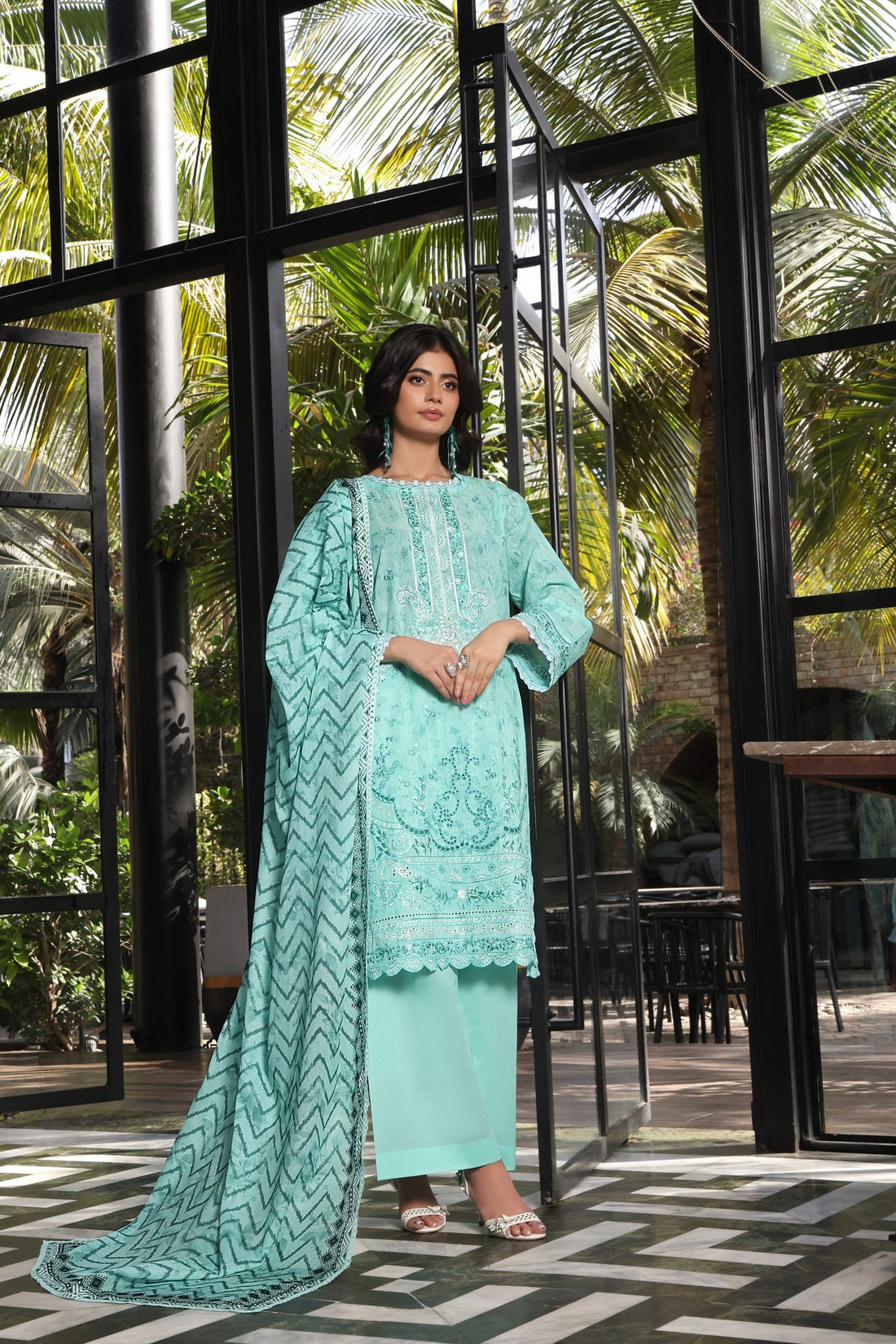 Coco Mint, Embroidered Lawn 3 Piece