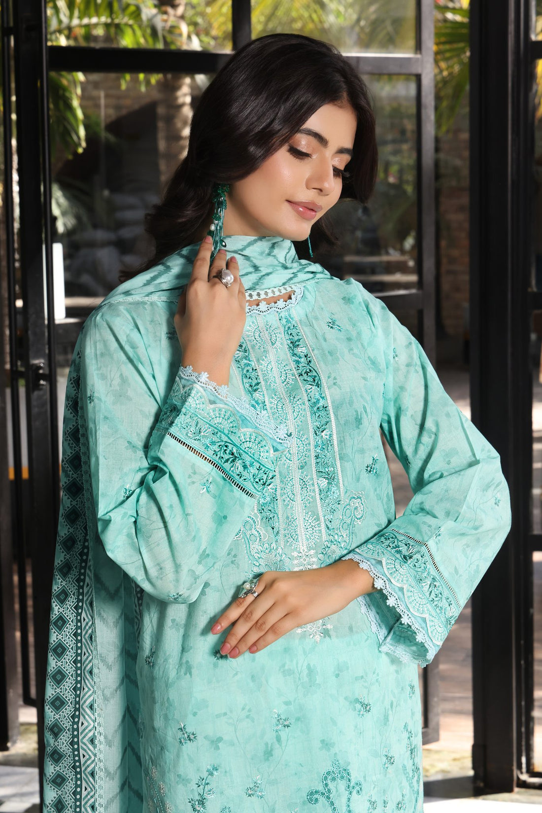 Coco Mint, Embroidered Lawn 3 Piece