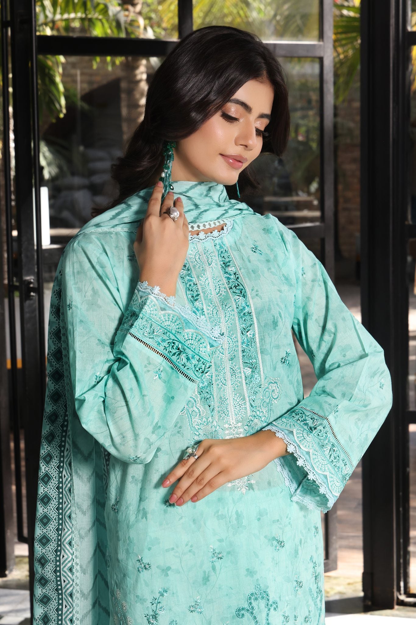 Coco Mint, Embroidered Lawn 3 Piece