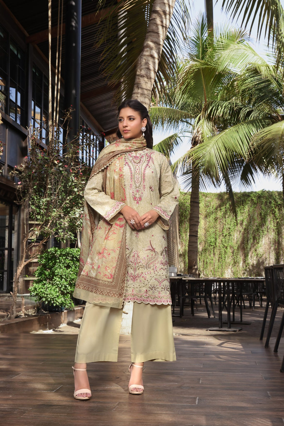 Coco Sage Green, Embroidered Lawn 3 Piece