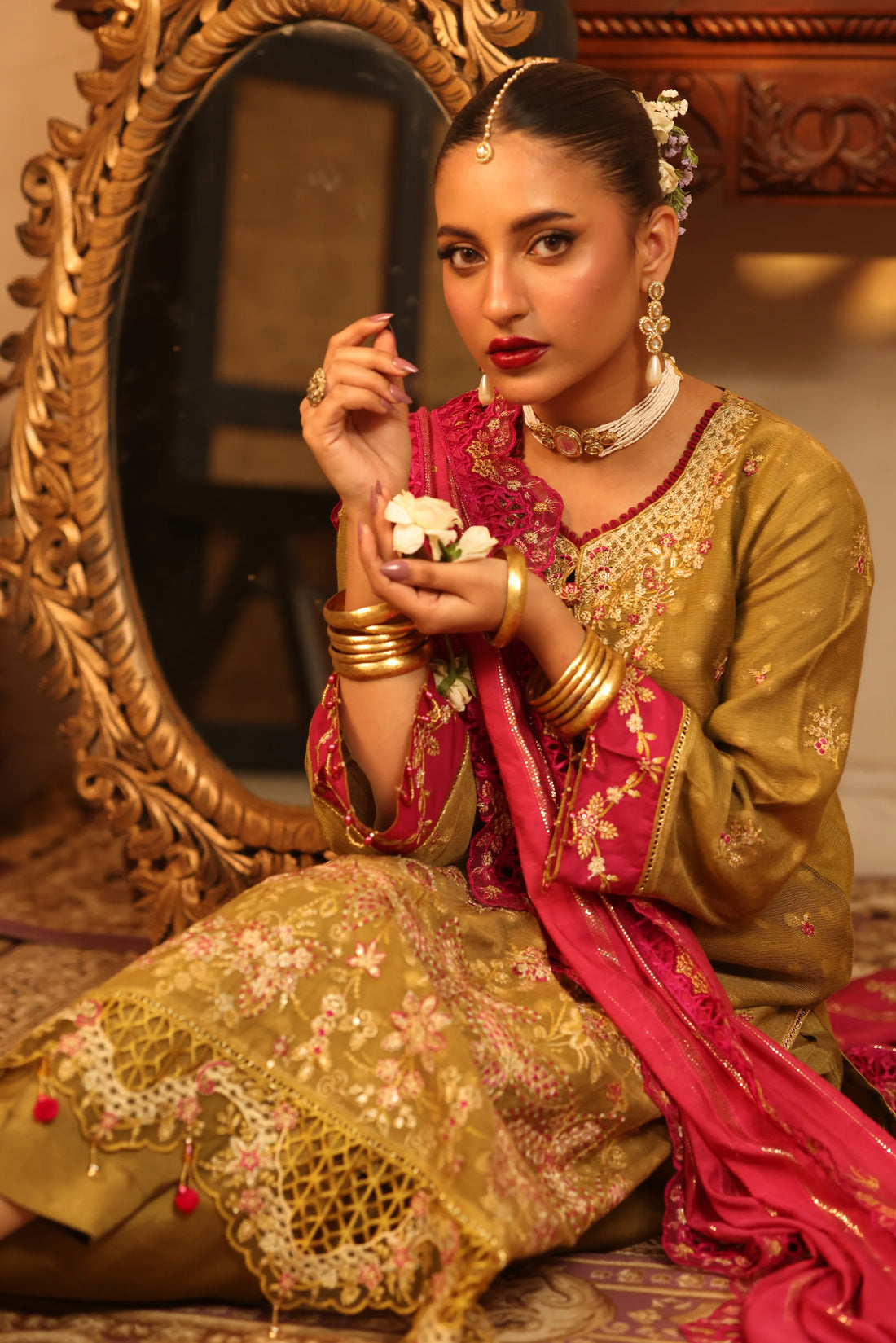 Purani Yaadein Olive Dusk, Embroidered Khaadi Net 3 Piece