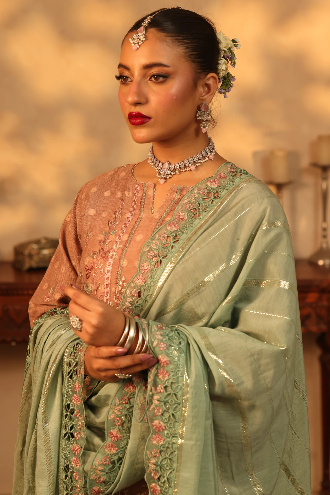 Purani Yaadein Lilac Mist, Embroidered Khaadi Net 3 Piece