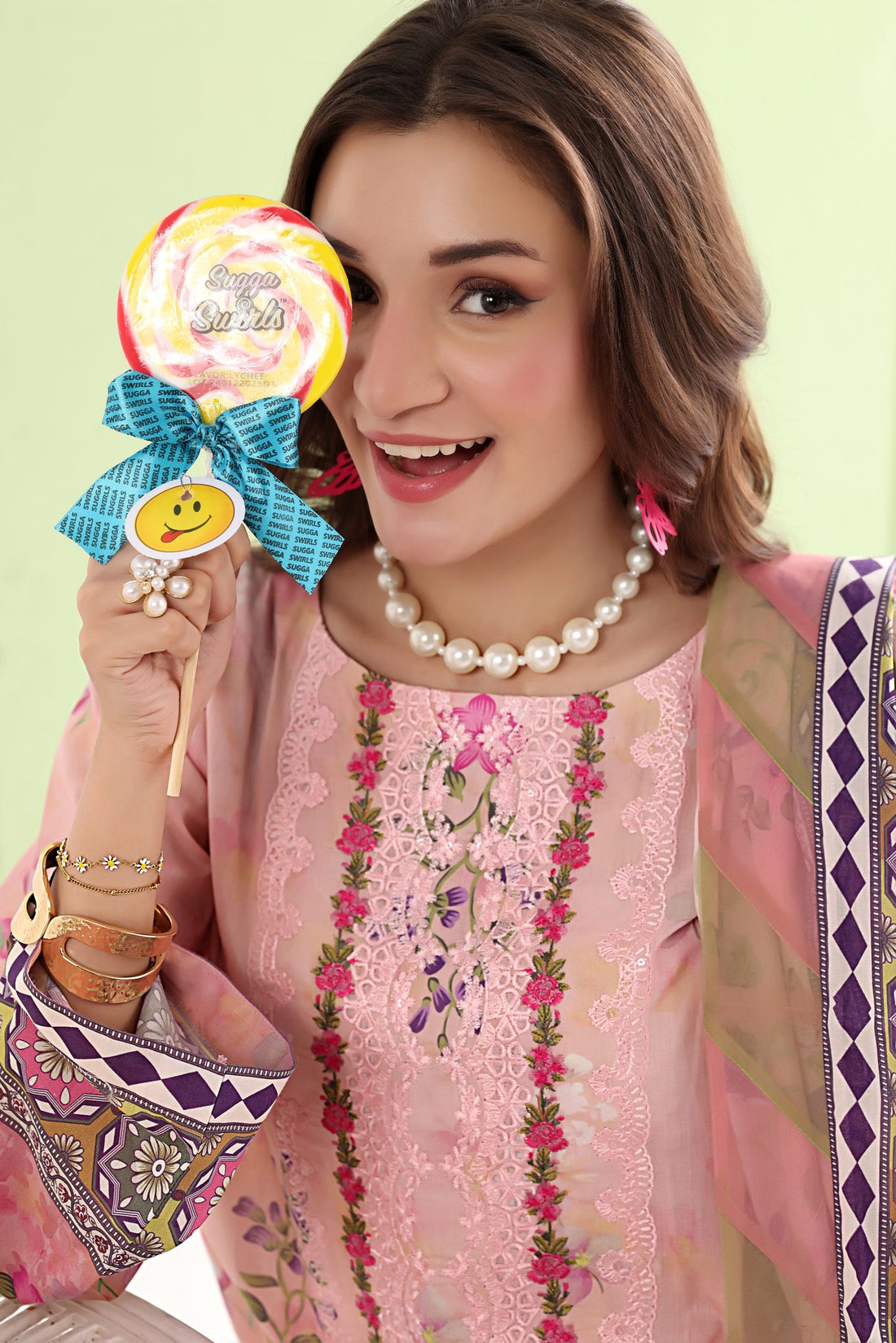 Bahar Rose Pink, Embroidered Lawn 3 Piece (Stitched)