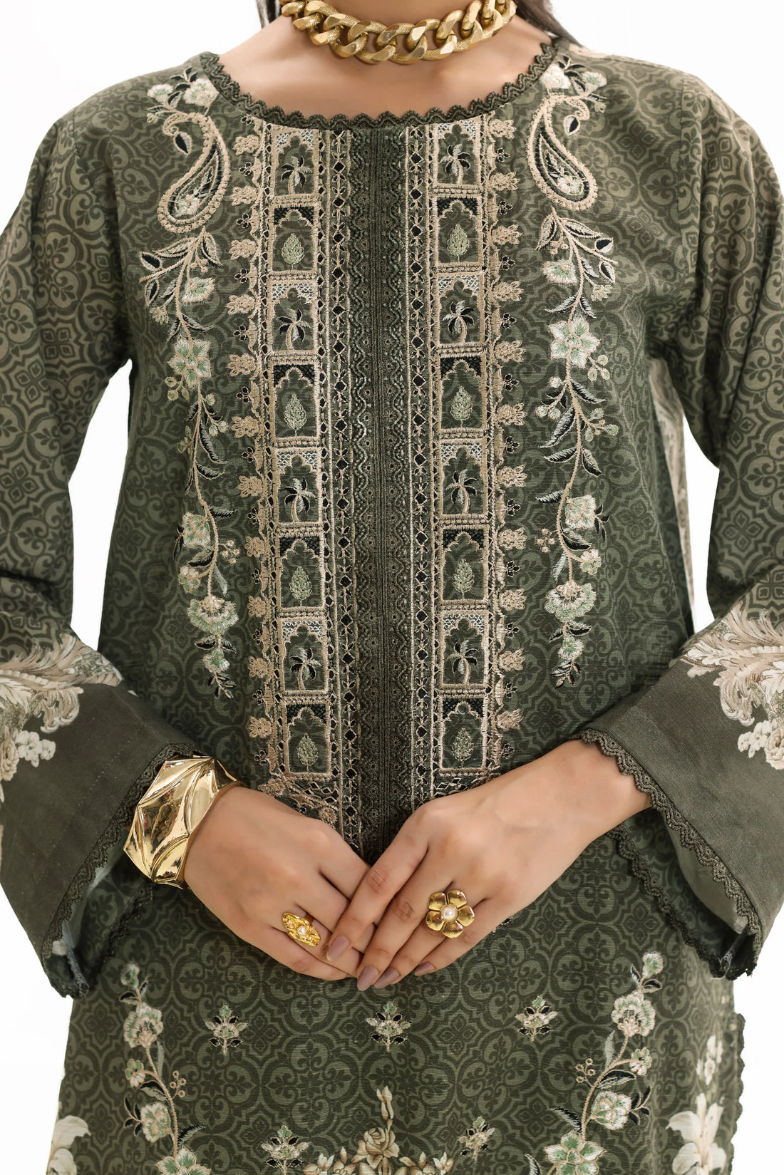 Kaari Sabza, Khaddar Embroidered 3 Piece