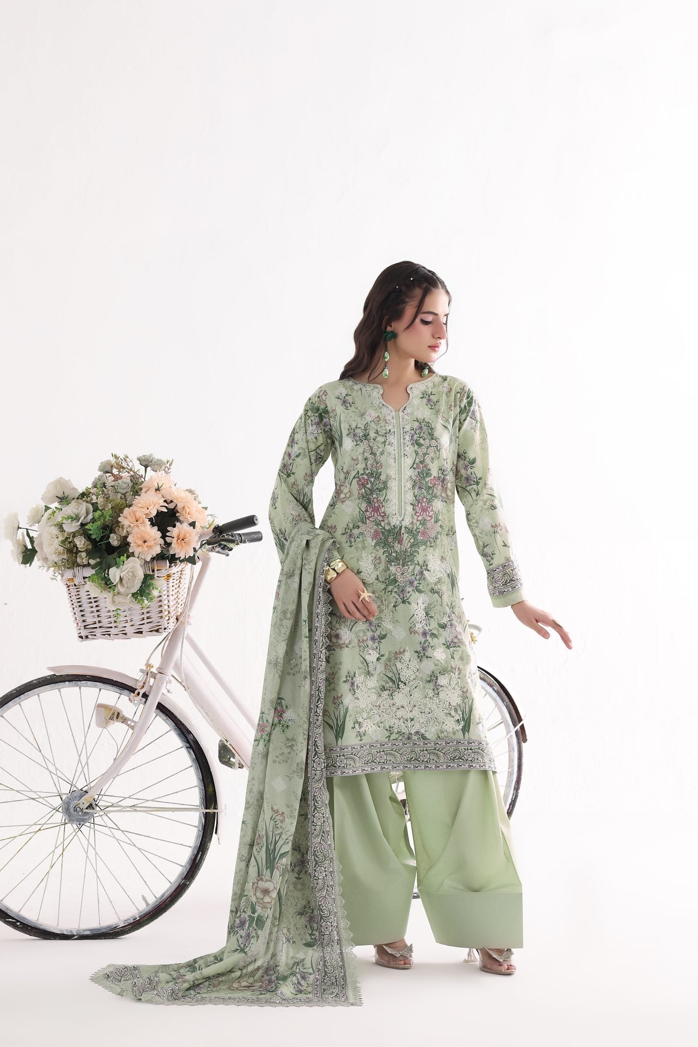 Siyara Mint, Embroidered Lawn 3 Piece