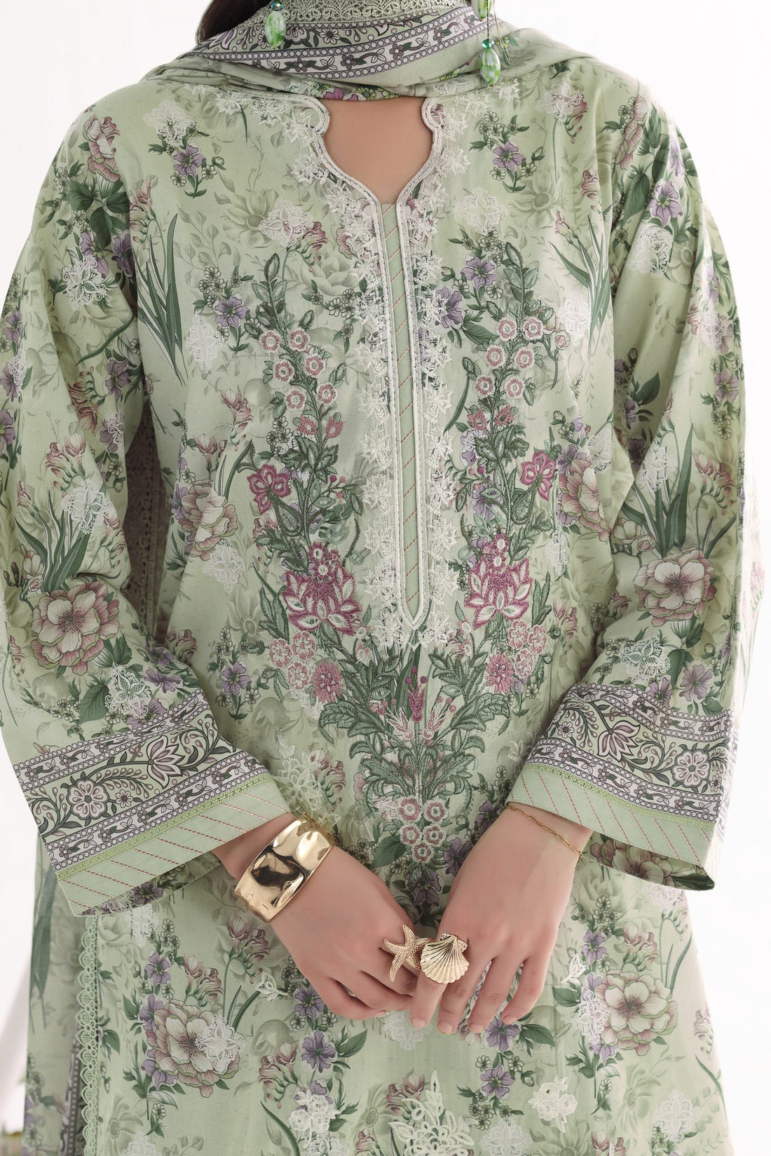 Bahar Mint, Embroidered Lawn 3 Piece