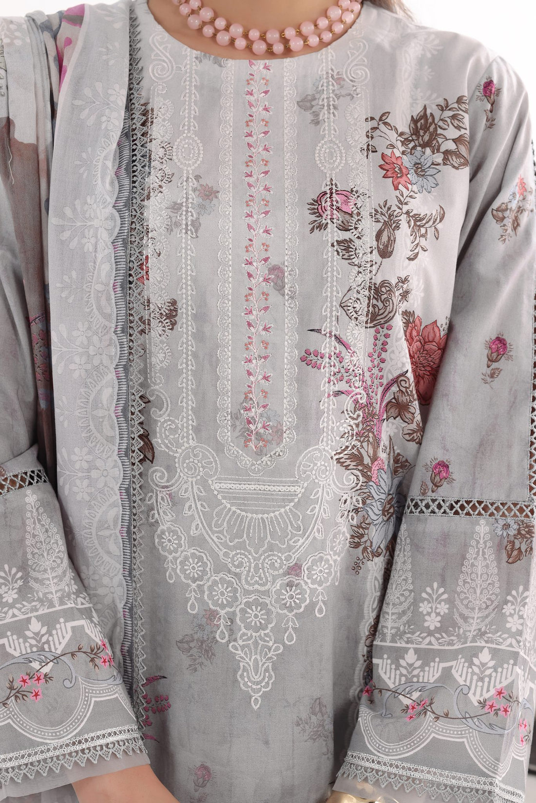 Bahar Silver Bloom, Embroidered Lawn 3 Piece (Stitched)