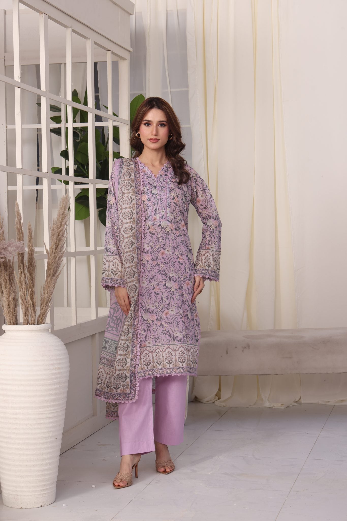 Easy Breezy Wisteria, Embroidered Lawn 3 Piece
