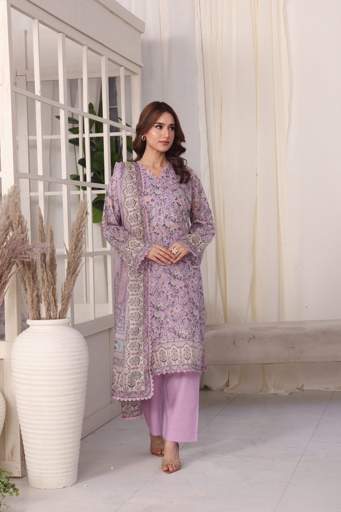 Easy Breezy Wisteria, Embroidered Lawn 3 Piece