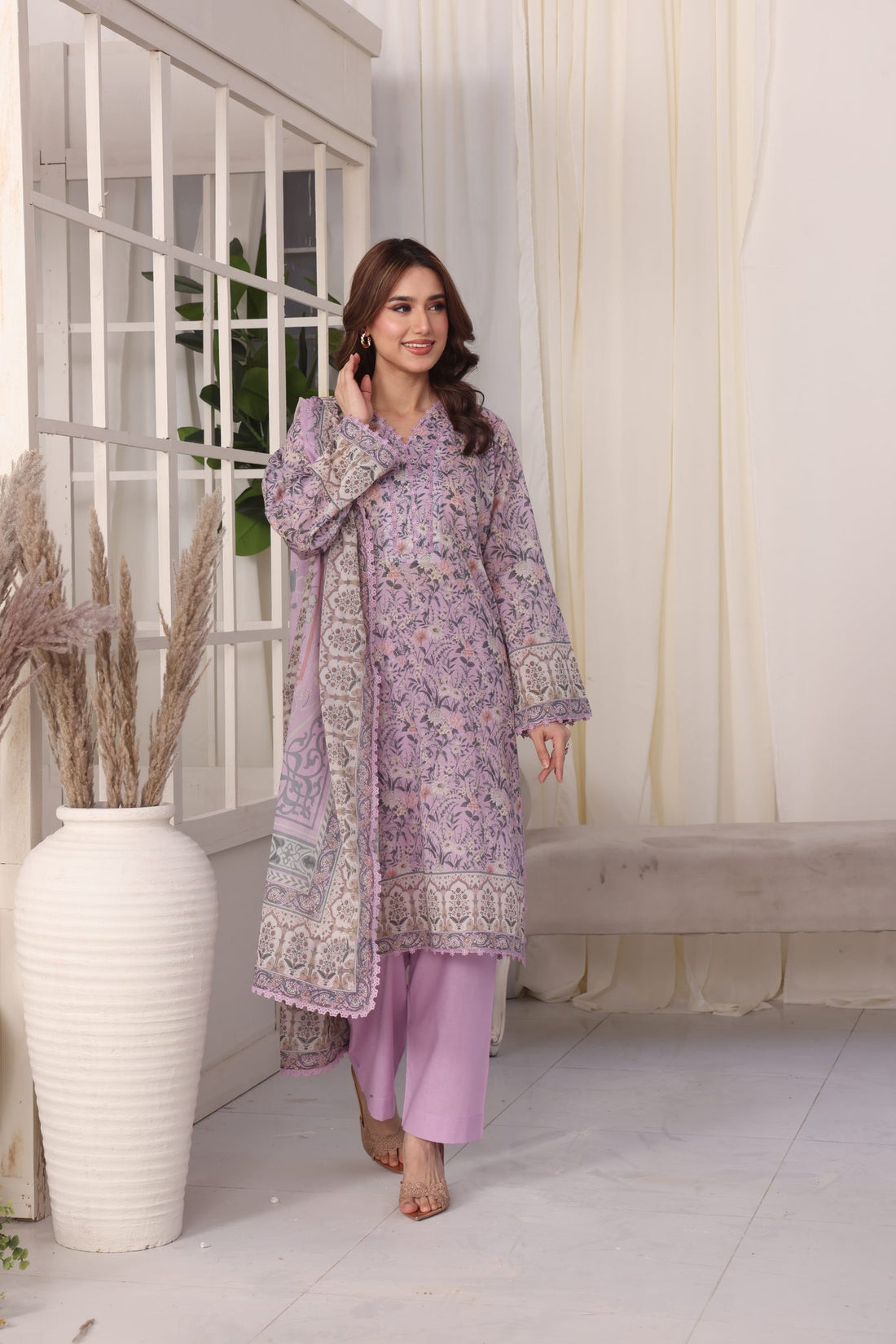Easy Breezy Wisteria, Embroidered Lawn 3 Piece