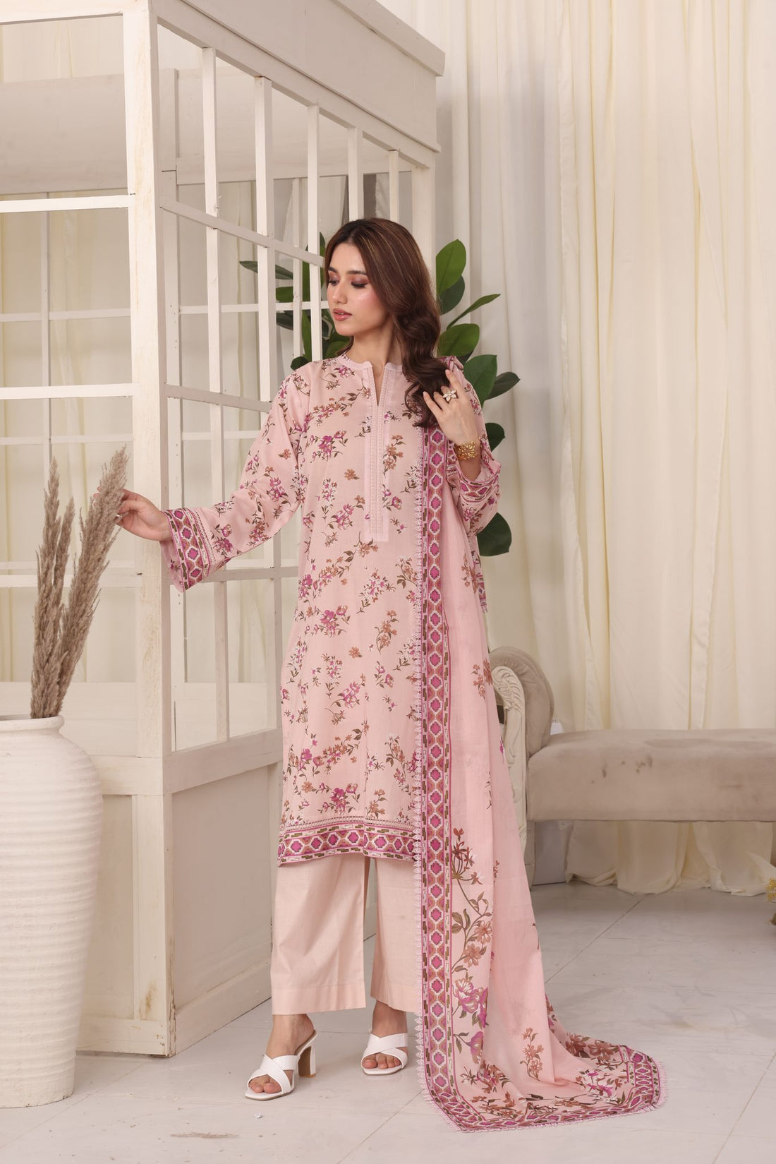 Easy Breezy Blush, Embroidered Lawn 3 Piece