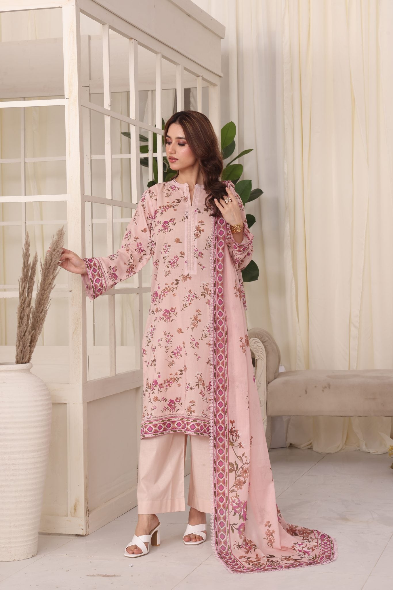 Easy Breezy Blush, Embroidered Lawn 3 Piece