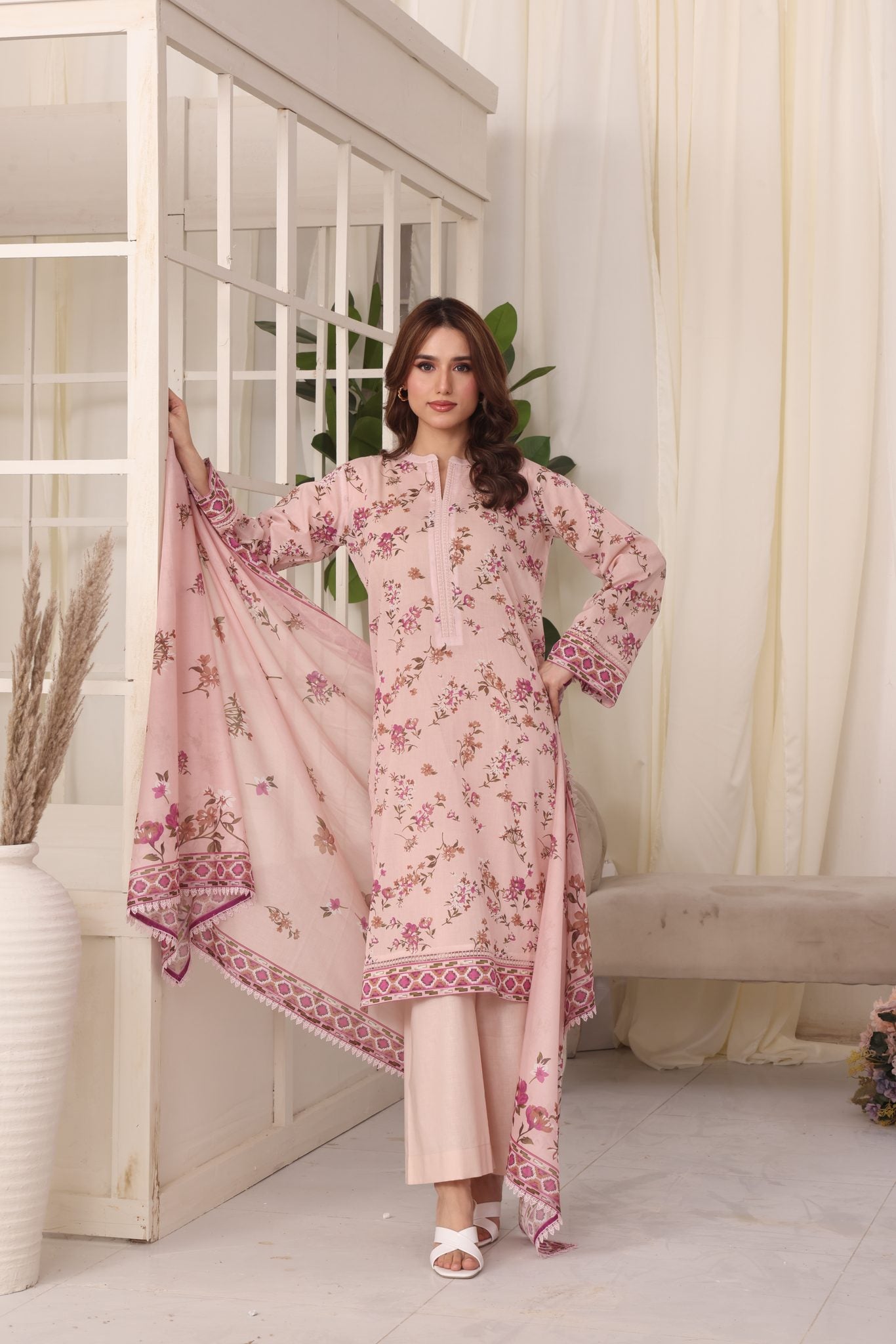 Easy Breezy Blush, Embroidered Lawn 3 Piece