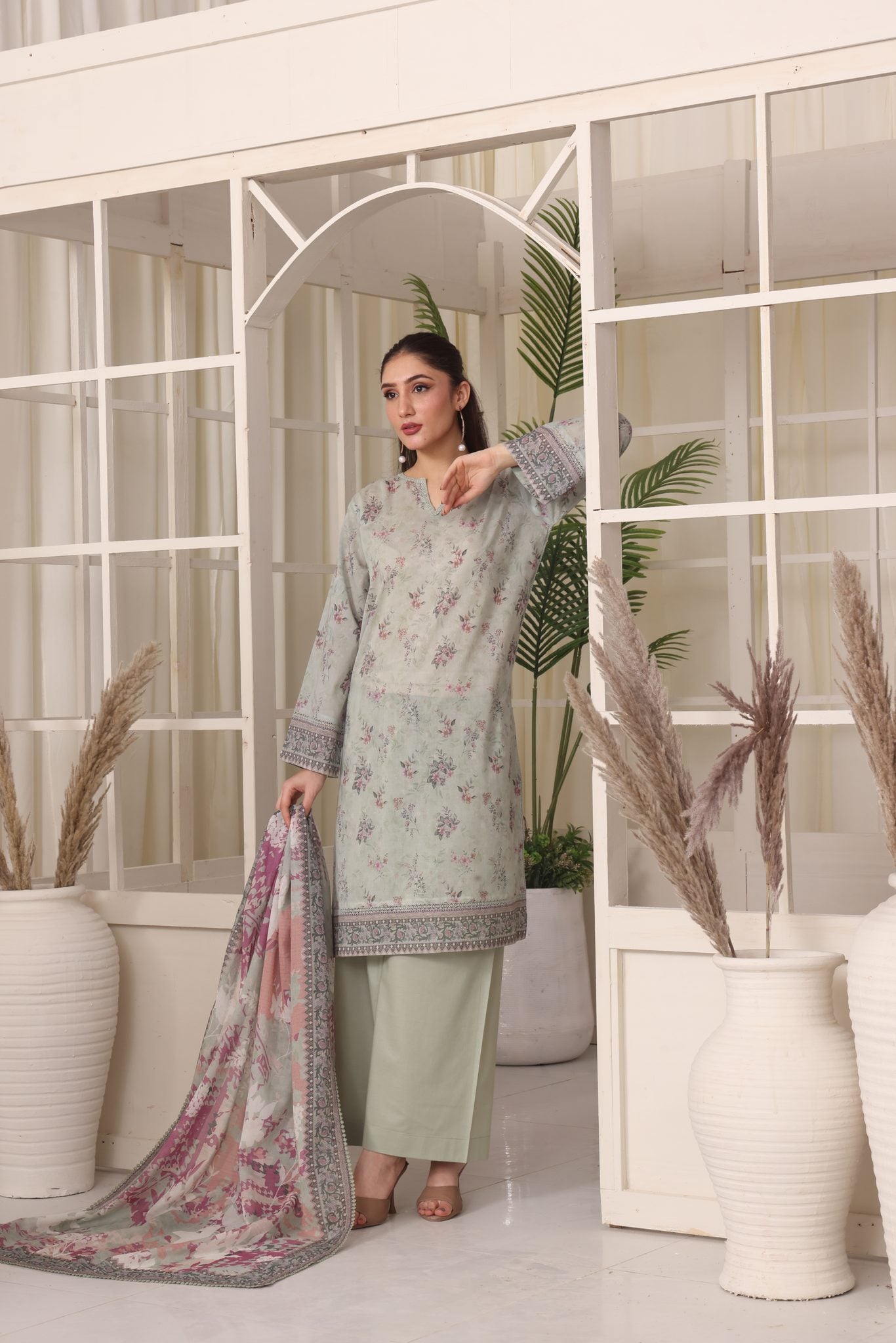 Easy Breezy Mint, Embroidered Lawn 3 Piece