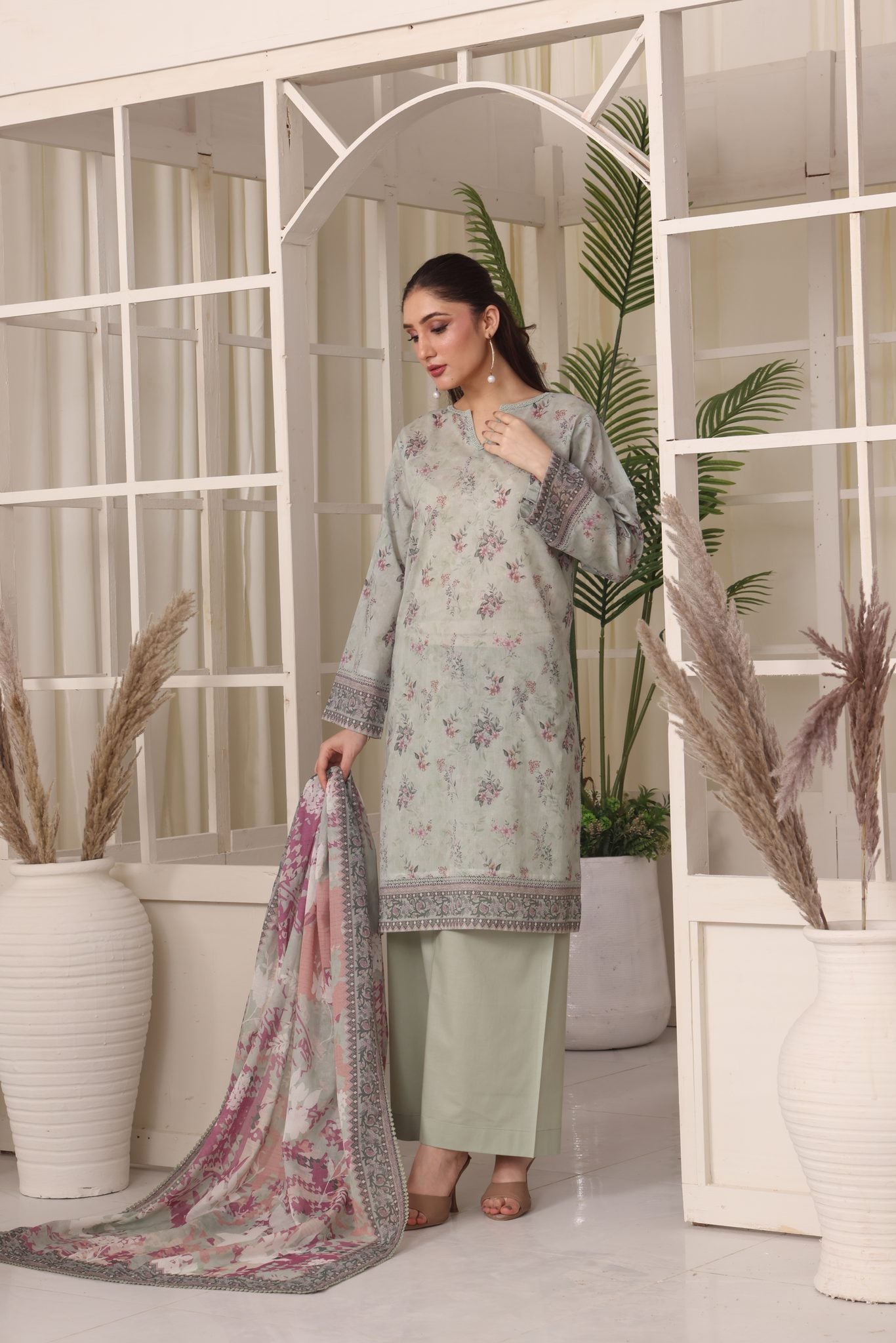 Easy Breezy Mint, Embroidered Lawn 3 Piece