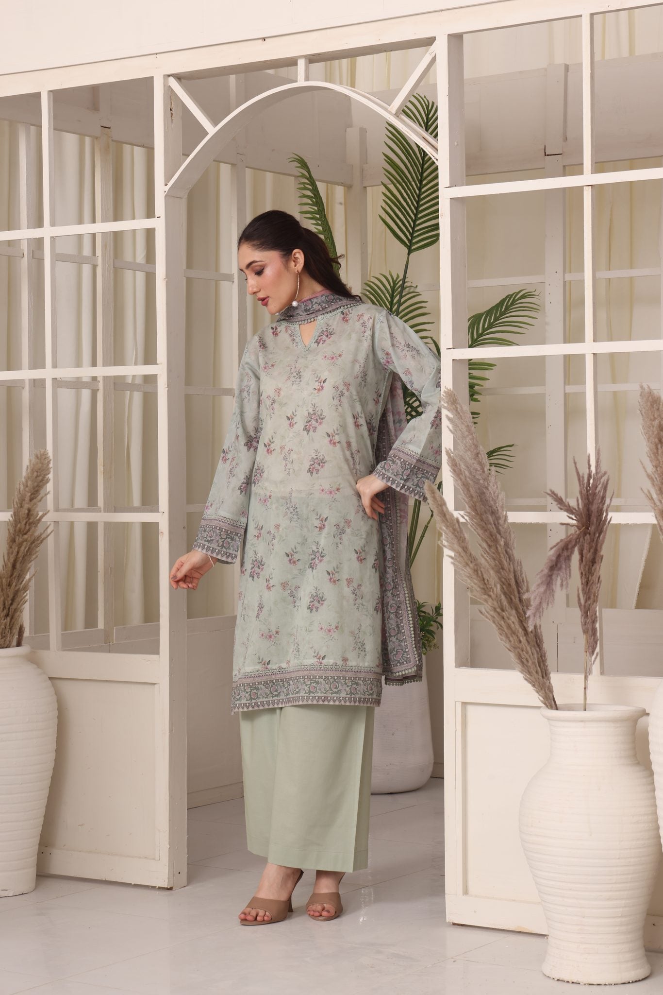 Easy Breezy Mint, Embroidered Lawn 3 Piece