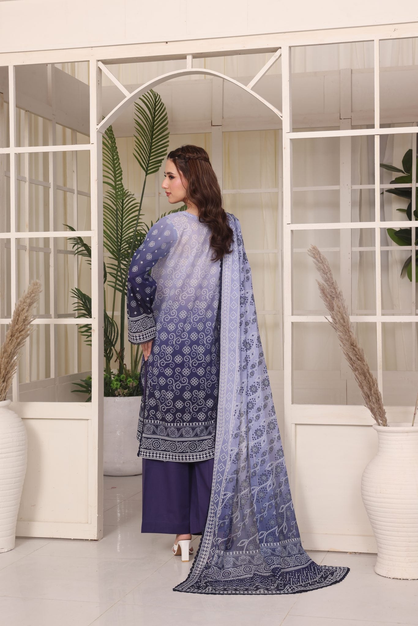 Easy Breezy Indigo, Embroidered Lawn 3 Piece