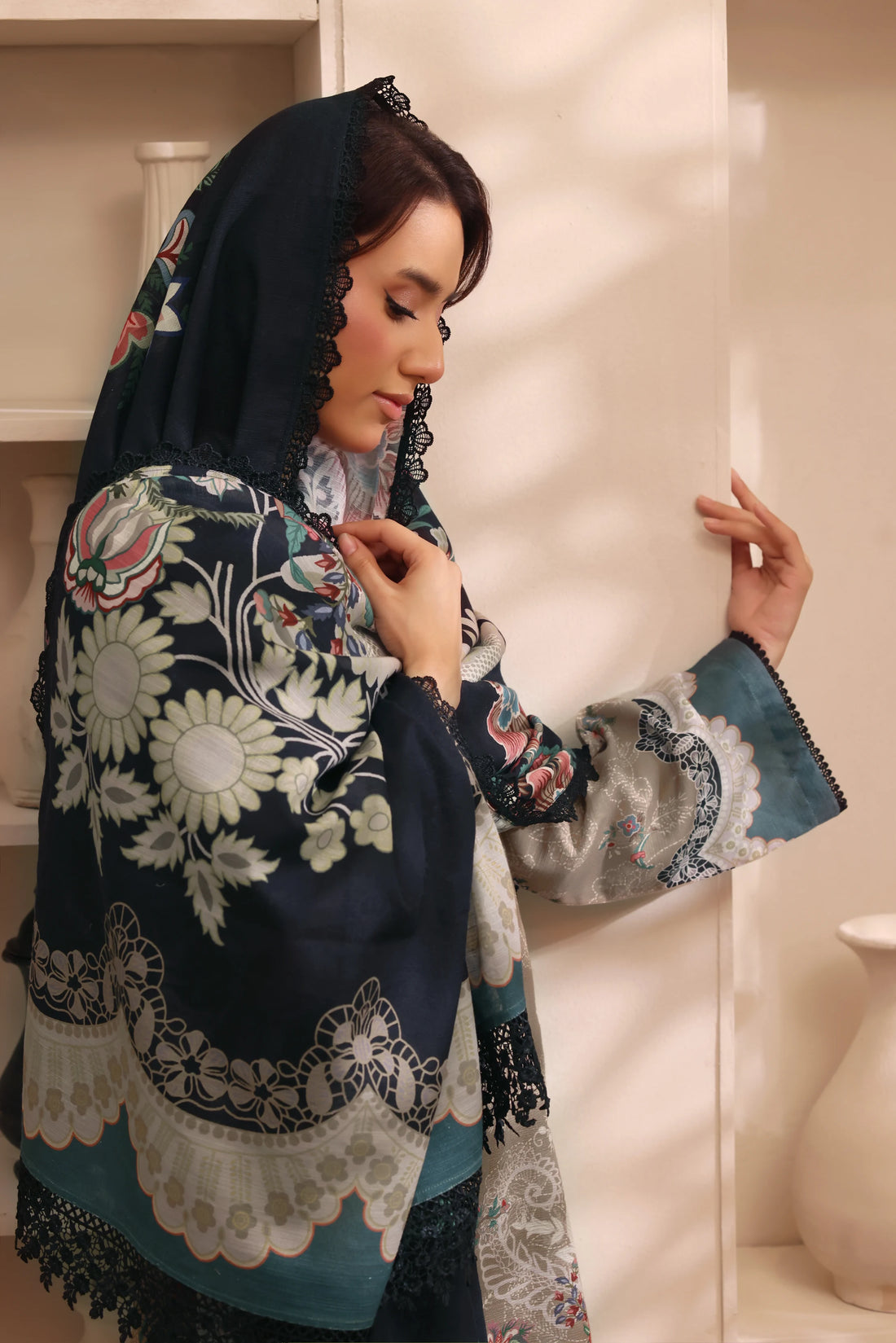 Muse Dhundh, Printed Khaddar Embroidered 3 Piece