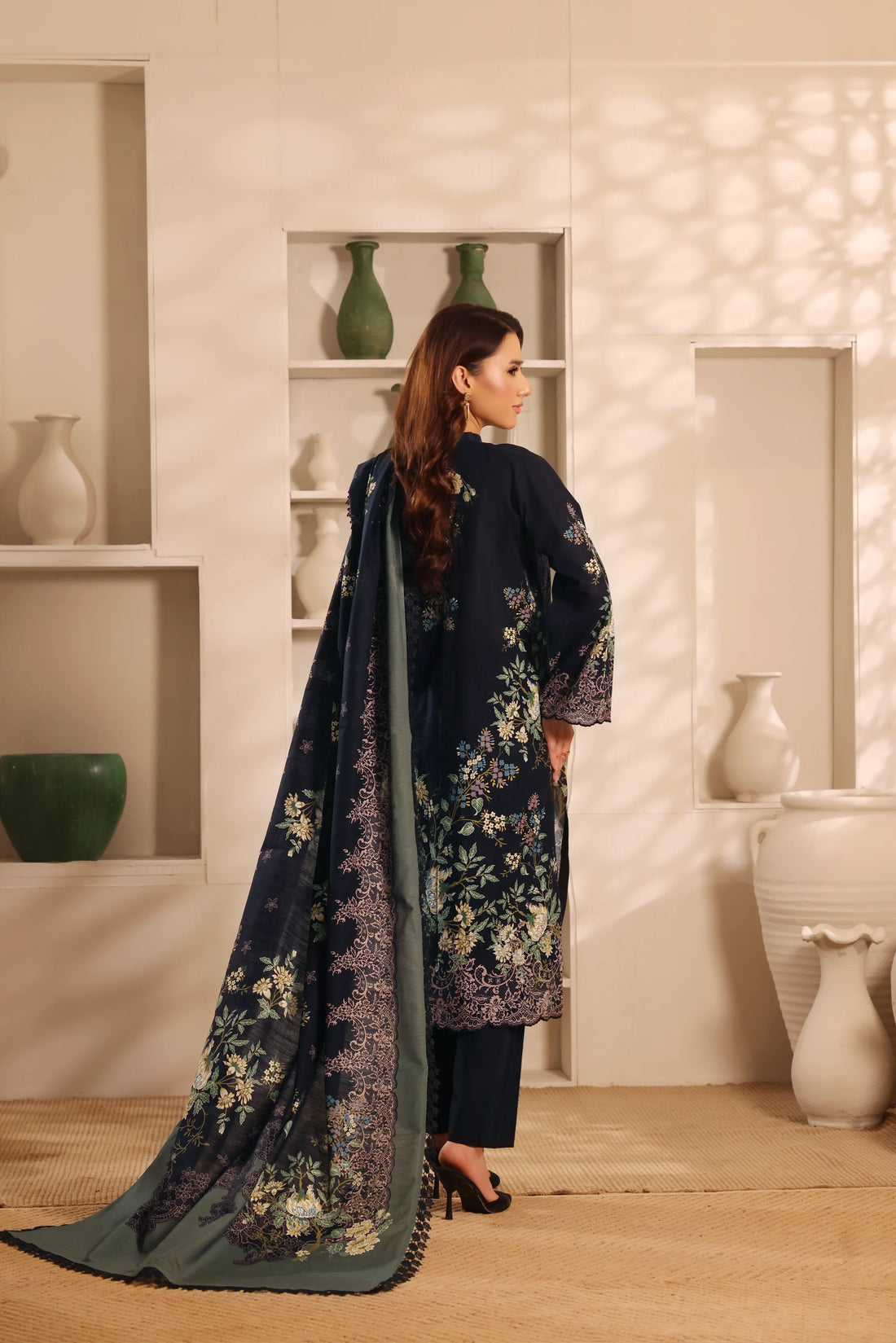Muse Sabza, Printed Khaddar Embroidered 3 Piece