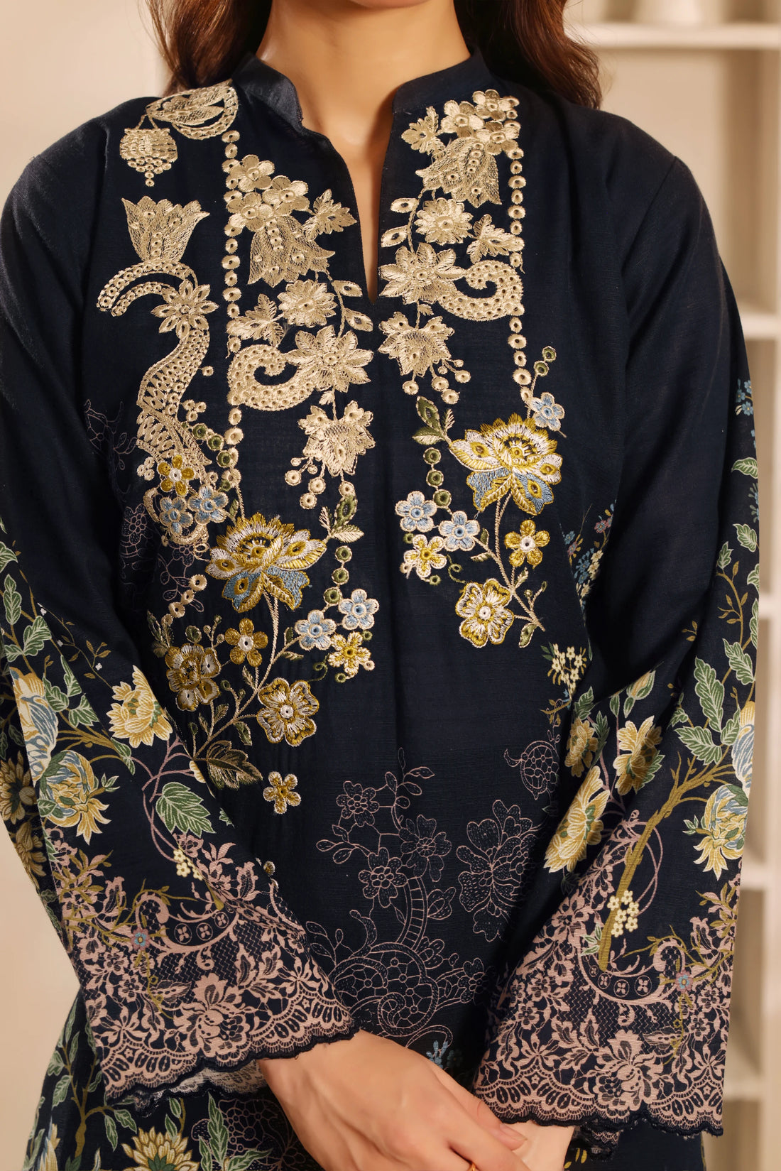 Muse Sabza, Printed Khaddar Embroidered 3 Piece