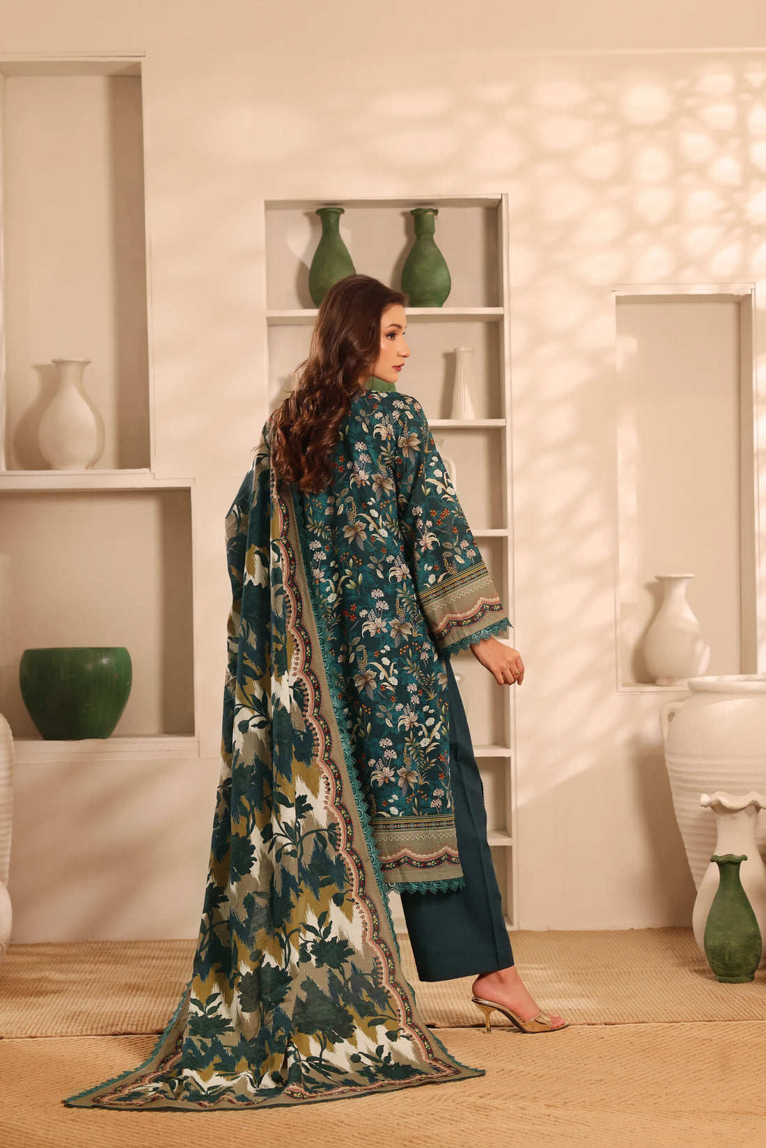 Muse Behraam, Printed Khaddar Embroidered 3 Piece