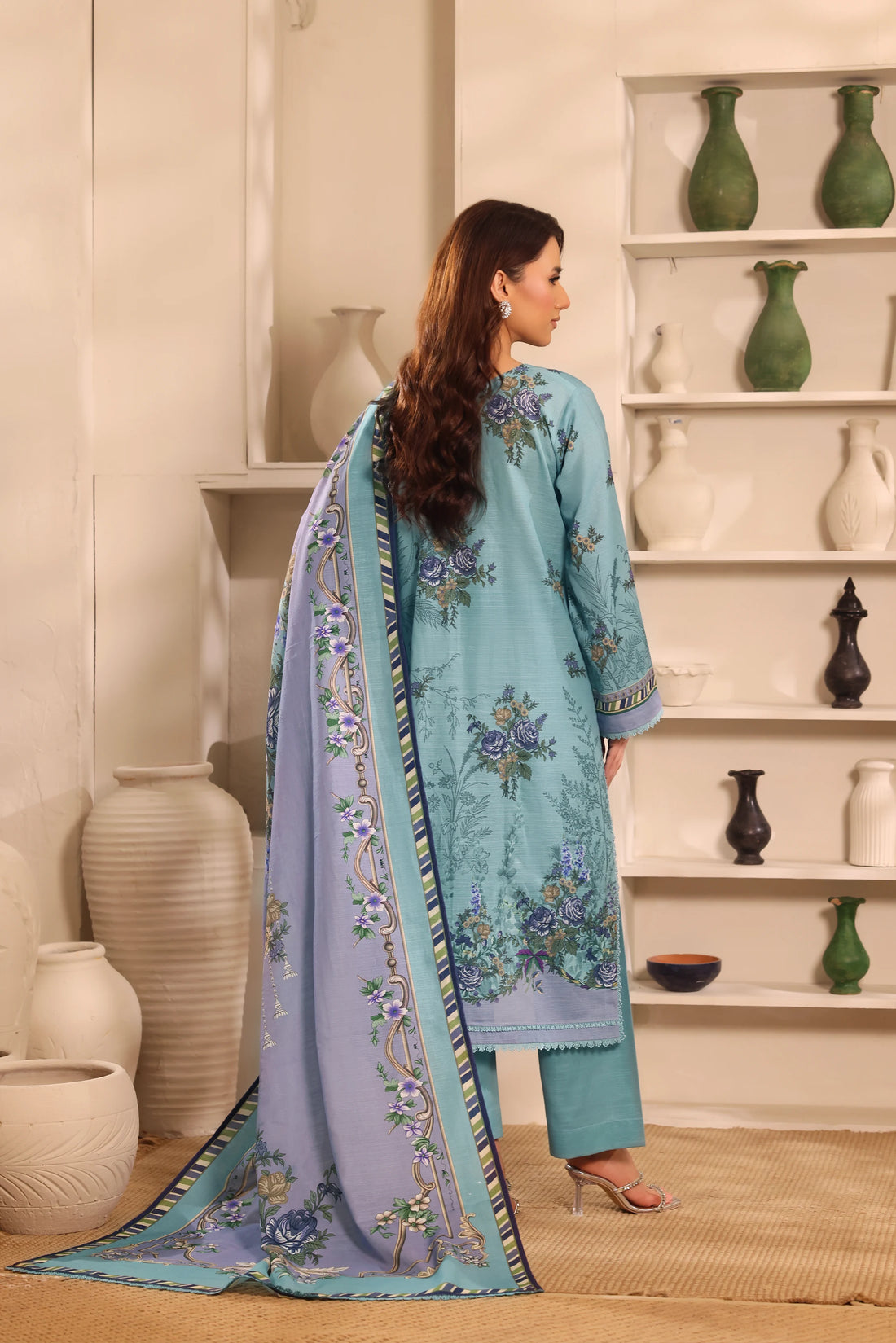 Muse Aasman, Printed Khaddar Embroidered 3 Piece