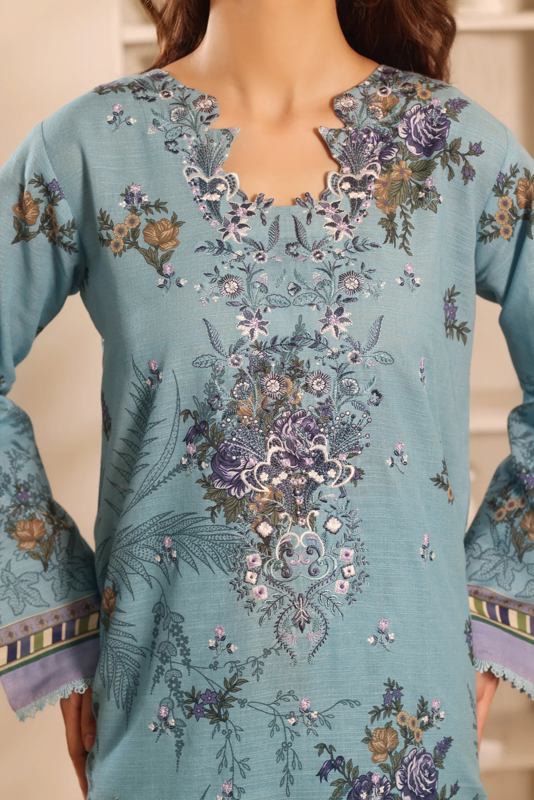 Muse Aasman, Printed Khaddar Embroidered 3 Piece