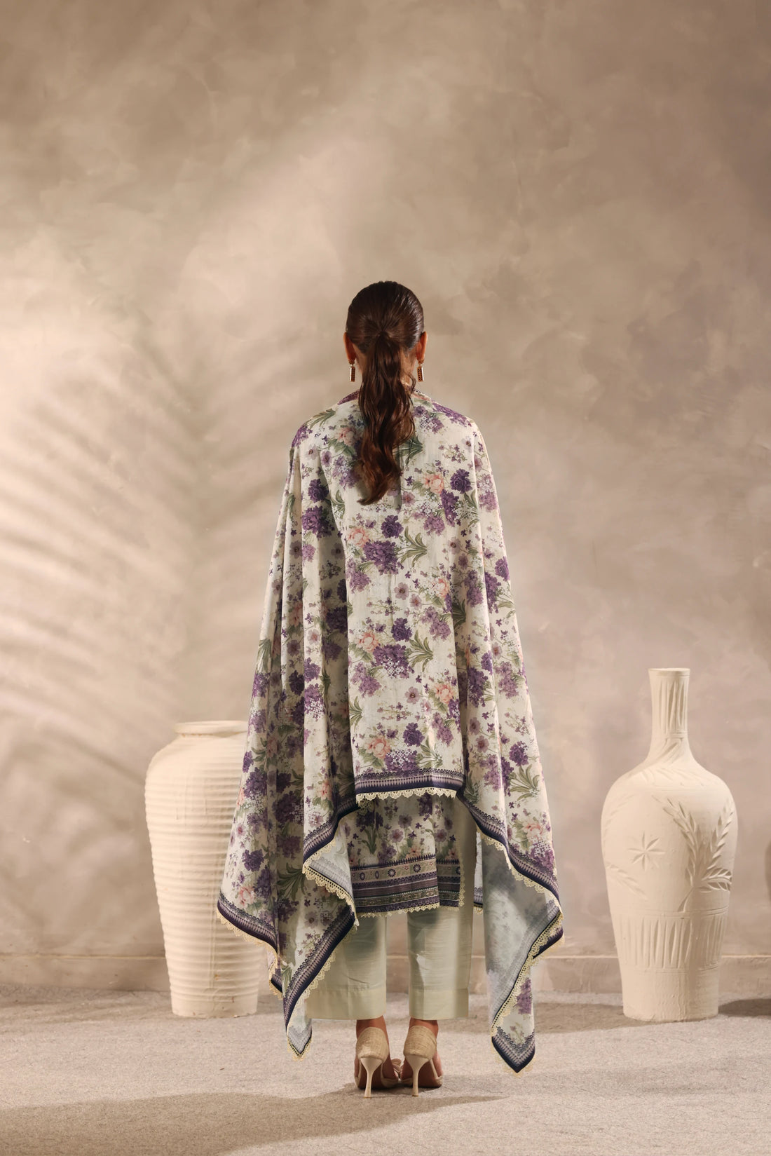 Muse Safeda, Printed Khaddar Embroidered 3 Piece
