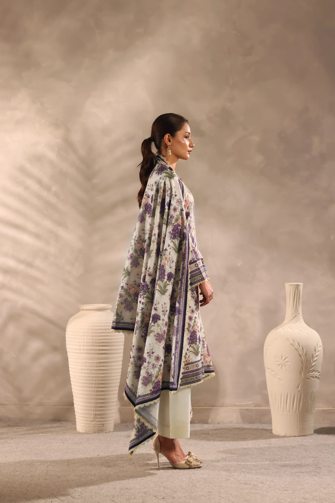 Muse Safeda, Printed Khaddar Embroidered 3 Piece