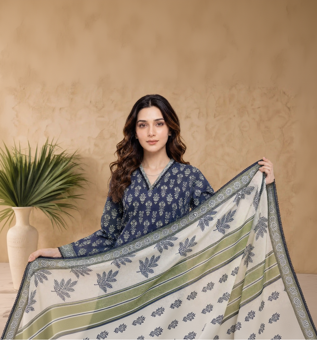 Every Day Indigo Sprig Printed Lawn Collection – 3 Piece
