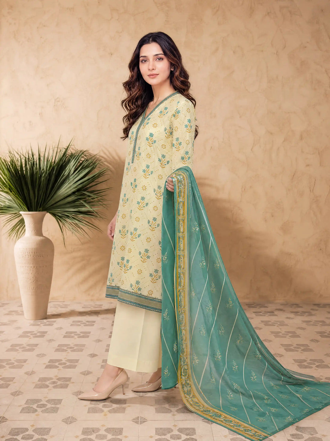 Every Day Vanilla Teal Printed Lawn Collection – 3 Piece