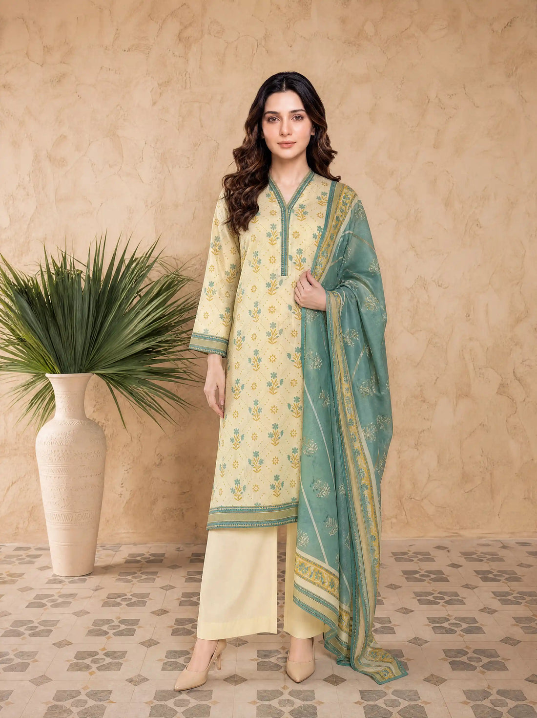 Every Day Vanilla Teal Printed Lawn Collection – 3 Piece