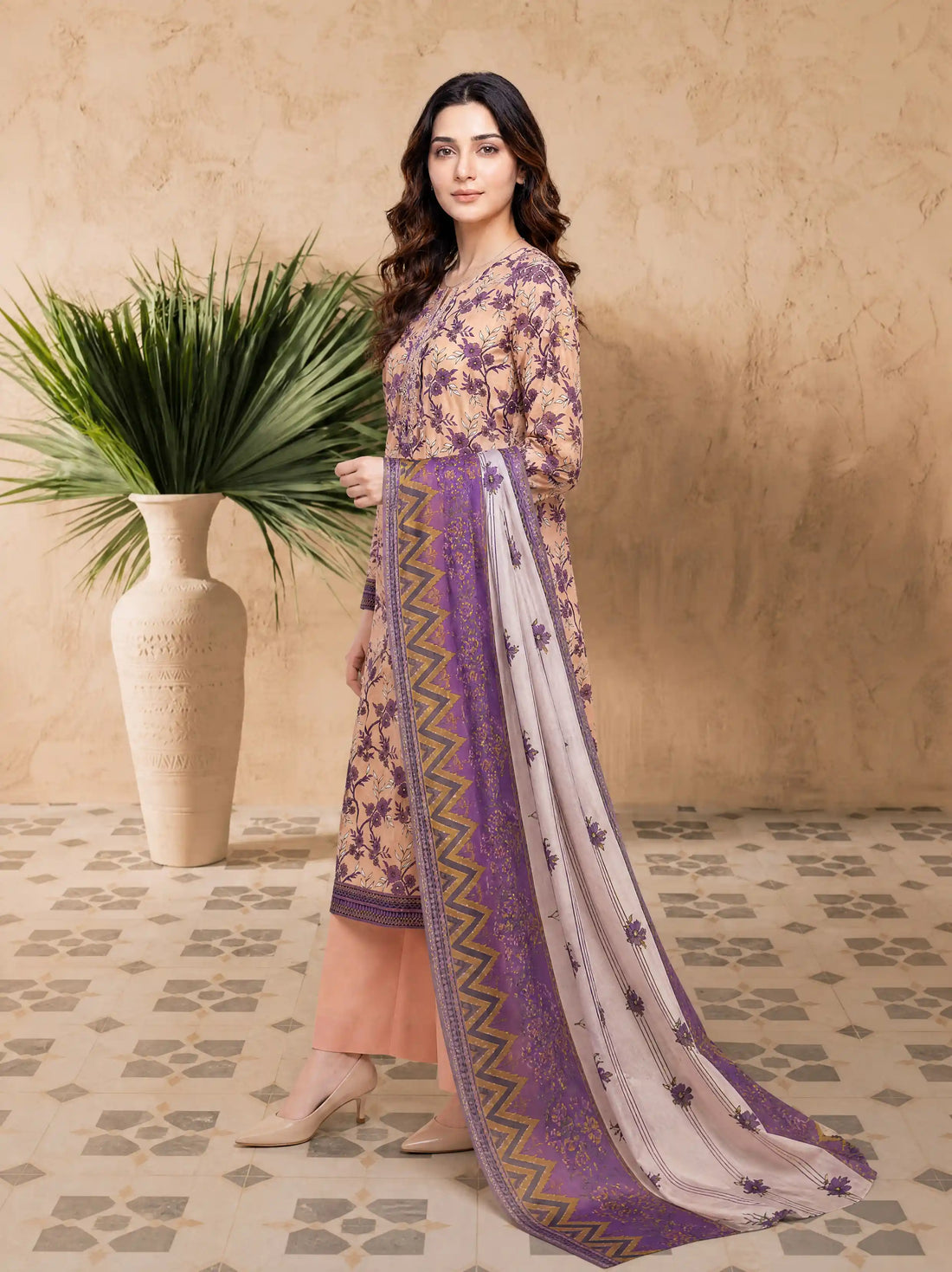 Every Day Apricot Plum Printed Lawn Collection – 3 Piece