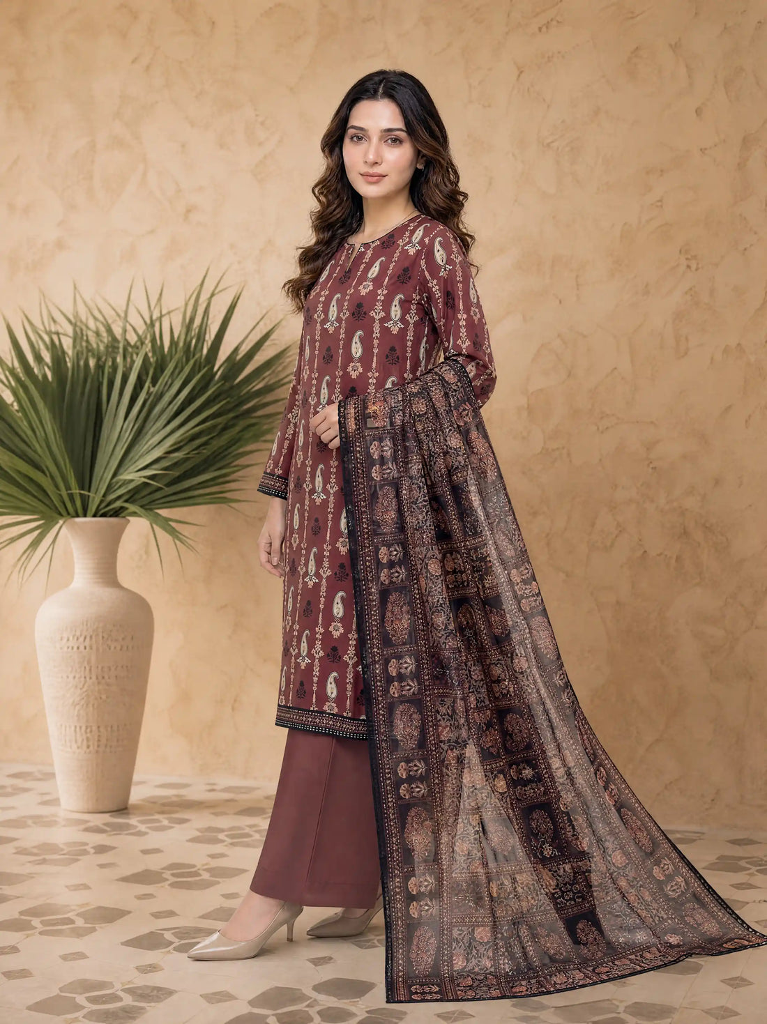 Every Day Russet Paisley Printed Lawn Collection – 3 Piece