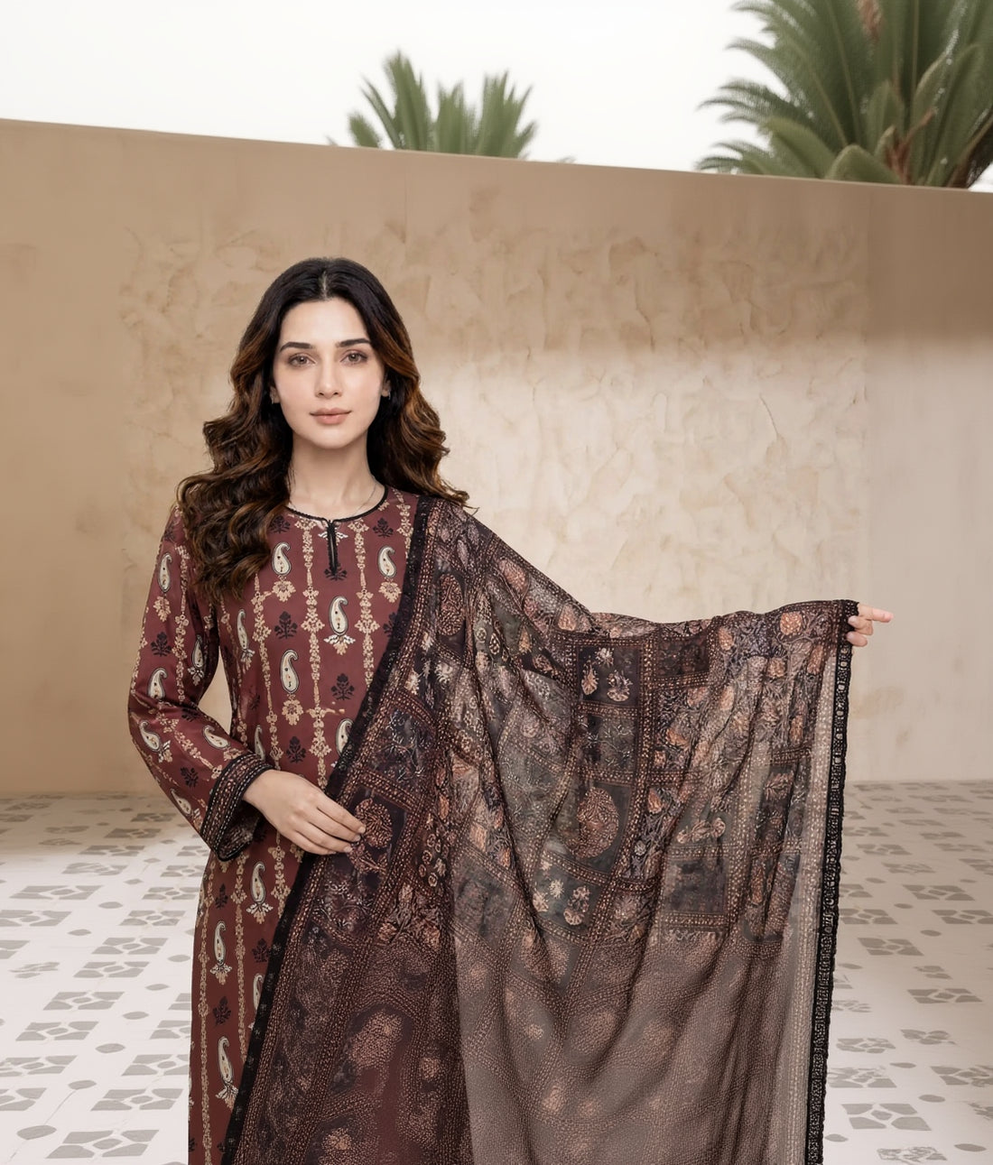 Every Day Russet Paisley Printed Lawn Collection – 3 Piece