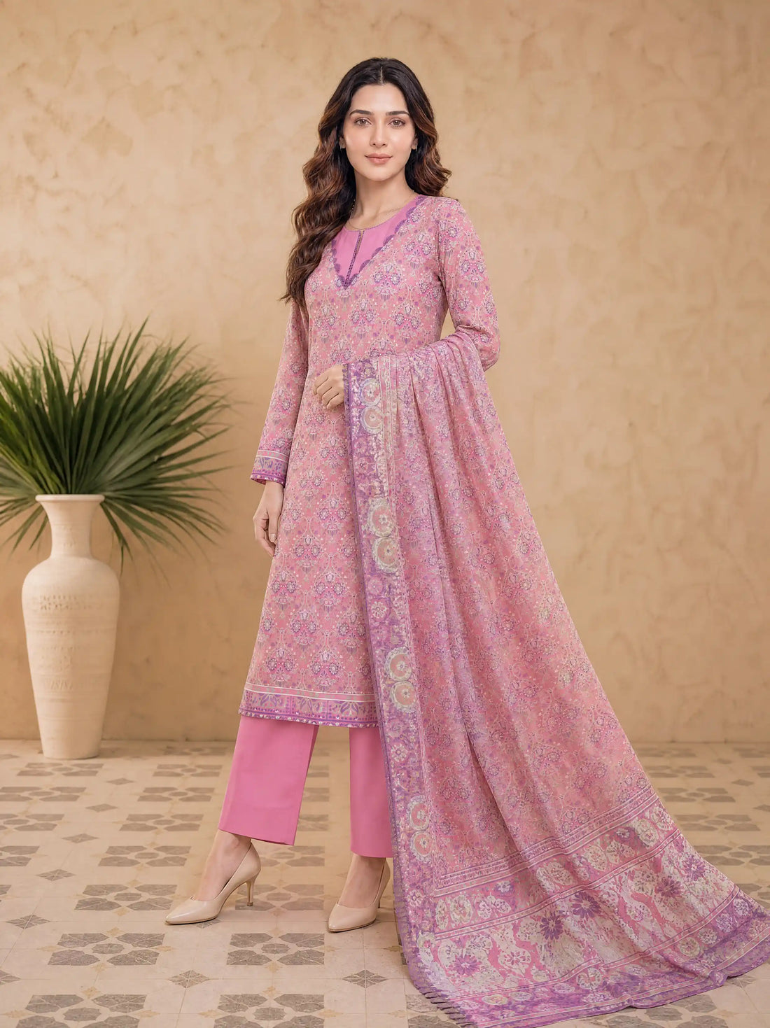 Every Day Orchid Pink Printed Lawn Collection – 3 Piece