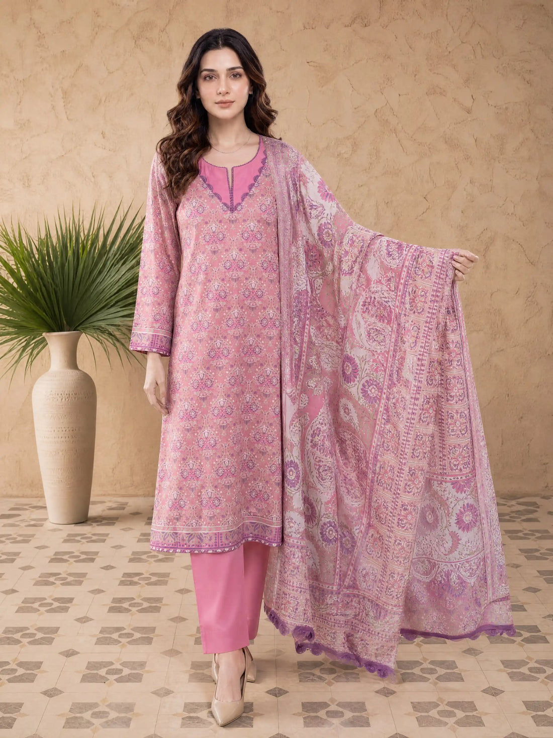 Every Day Orchid Pink Printed Lawn Collection – 3 Piece